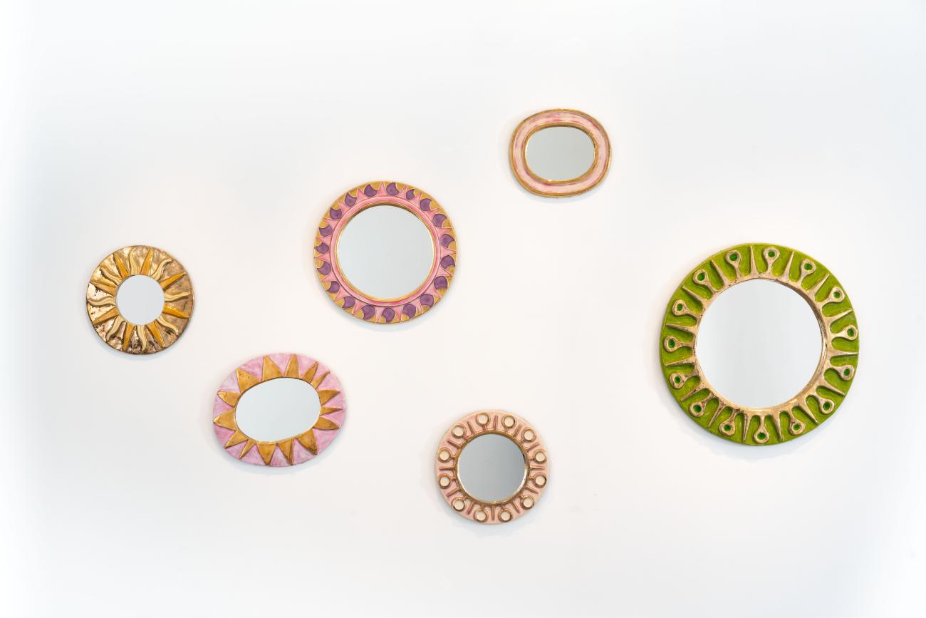 Ensemble de miroirs de Mithé Espelt, années 1950 à 1980