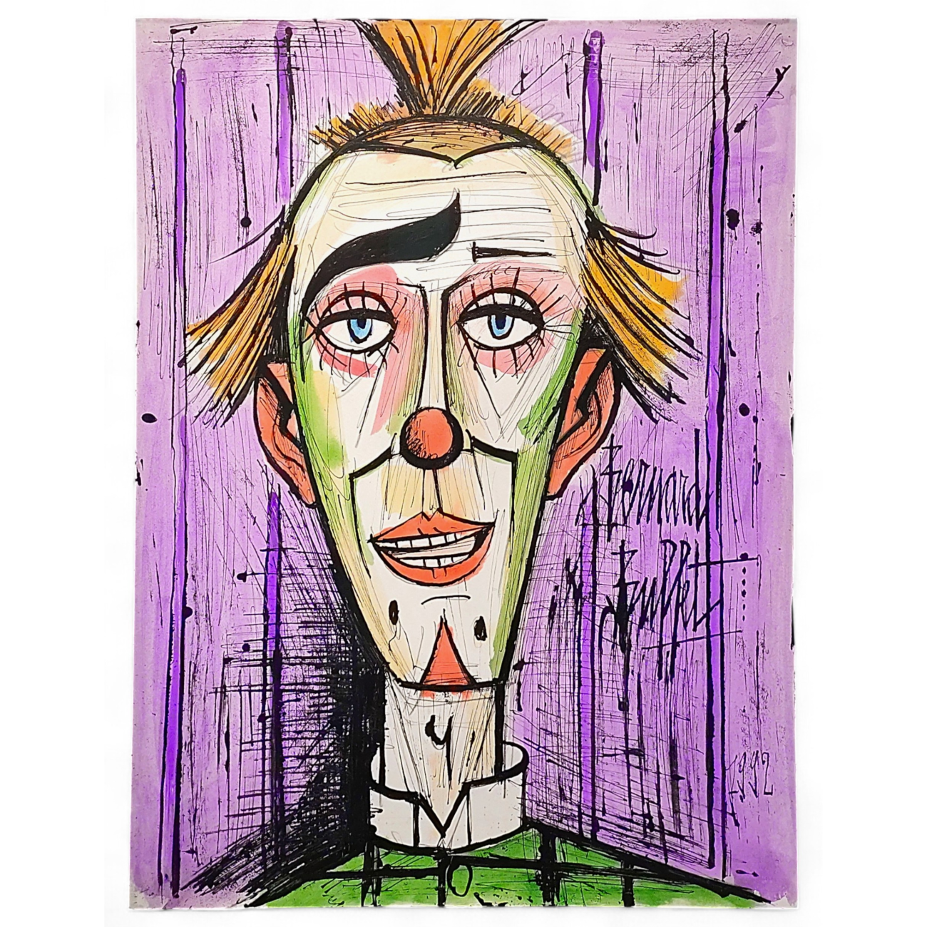 Peinture de Bernard Buffet, Clown fond mauve (1992) 02