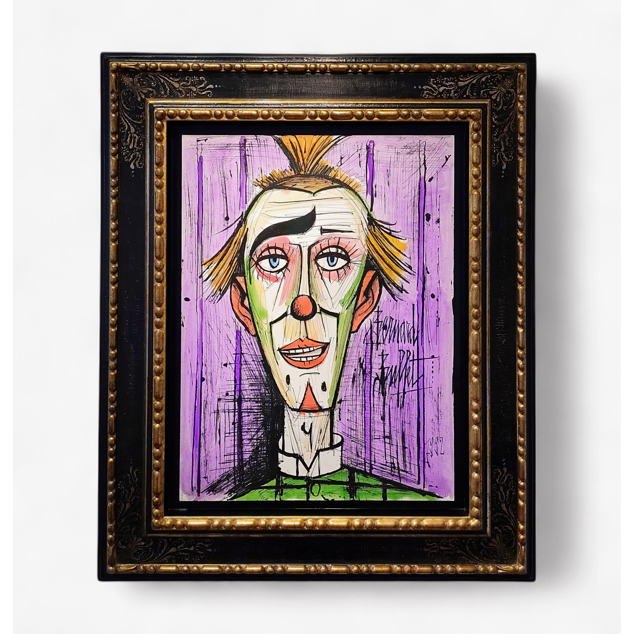 Peinture de Bernard Buffet, Clown fond mauve (1992)