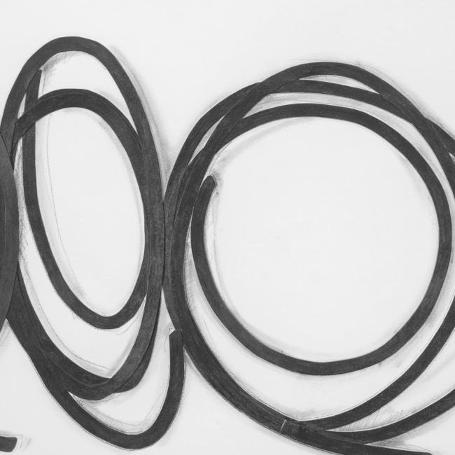 Bernar Venet, détail de Position of Three Undetermined Lines, œuvre sur papier de 1984