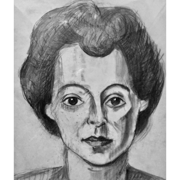 Mithé Espelt, portrait of the artist by her friend François Desnoyer, work on paper